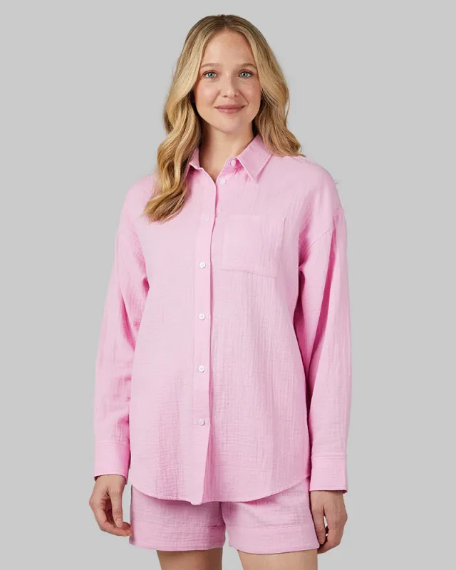 WOMEN'S SOFT GAUZE OVERSIZED LONG SLEEVE BUTTON-UP made by 32 Degrees