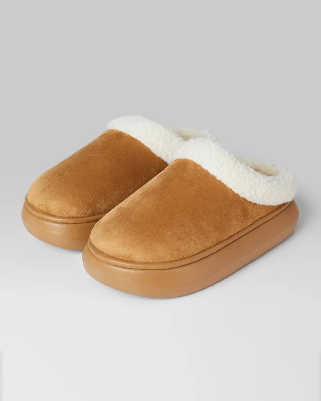 WOMEN'S SHERPA-LINED FAUX SUEDE SLIPPERS sold by 32 Degrees