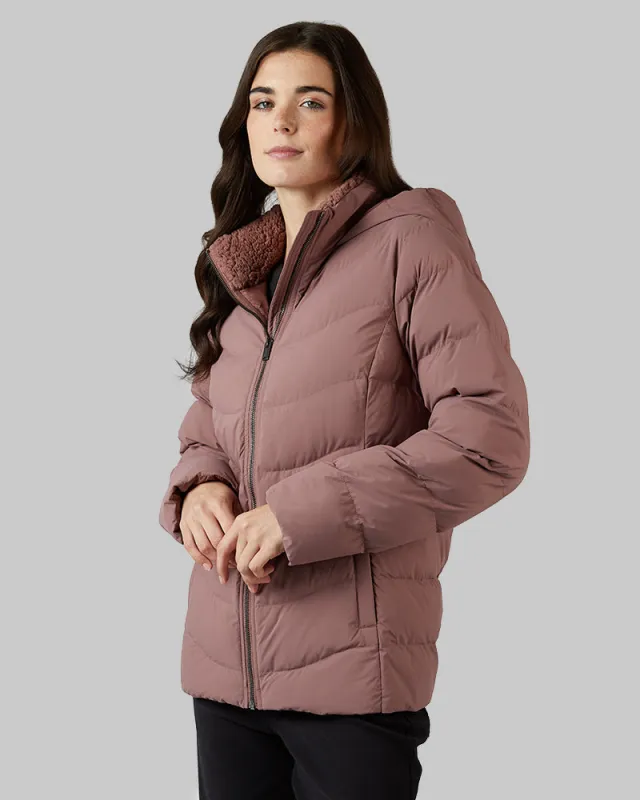 WOMEN'S MIDWEIGHT SHERPA-COLLARED PUFFER sold by 32 Degrees