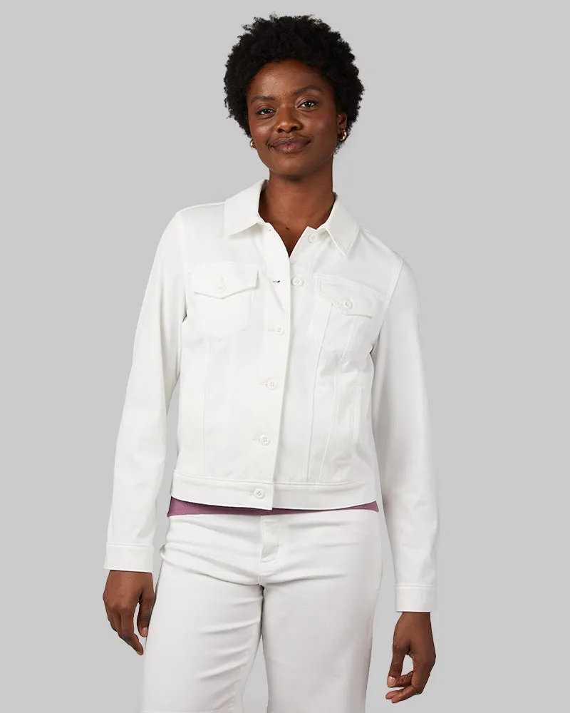 WOMEN'S MINI KNIT TWILL TRUCKER JACKET sold by 32 Degrees