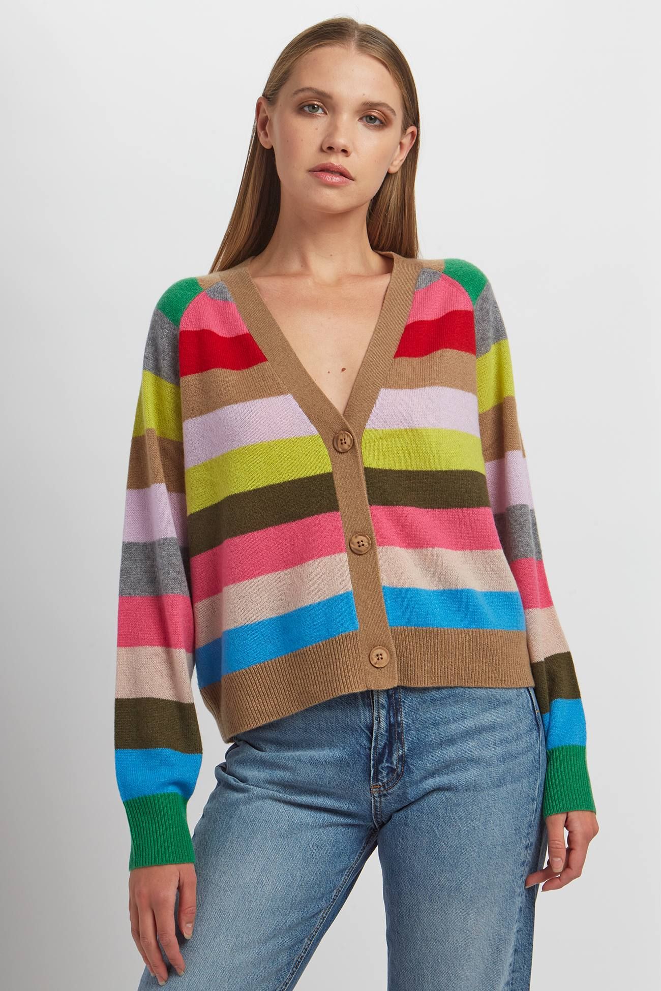 STELLA STRIPED CARDIGAN sold by 360 Cashmere