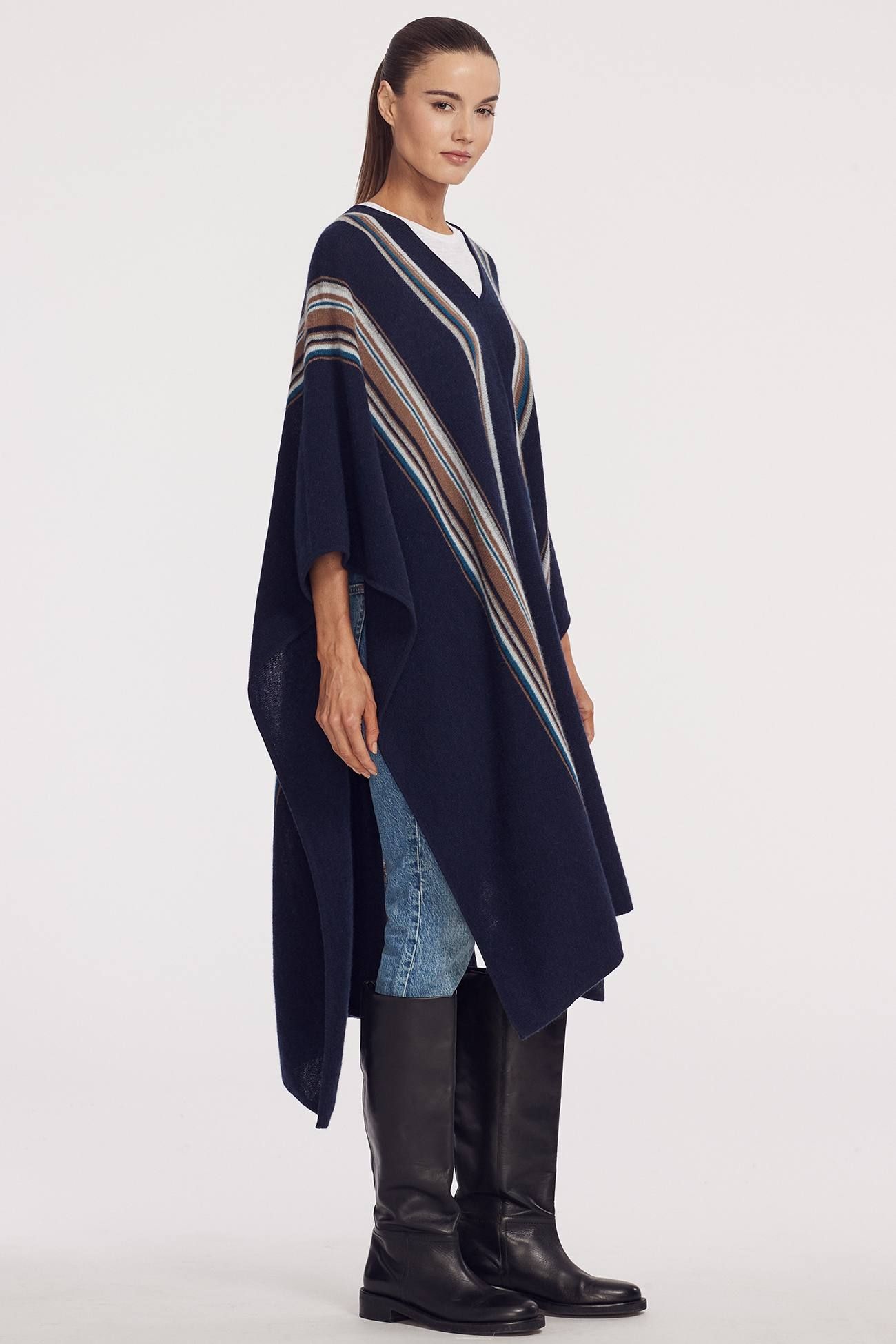 YSABEL STRIPED PONCHO sold by 360 Cashmere product image thumbnail 2