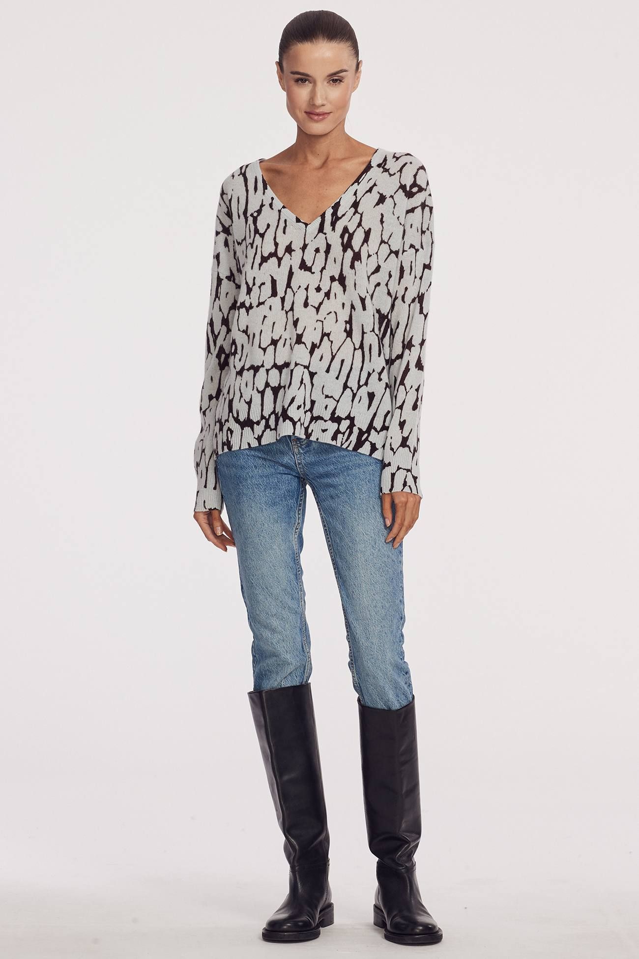 ELYZA PRINTED V-NECK sold by 360 Cashmere product image thumbnail 4