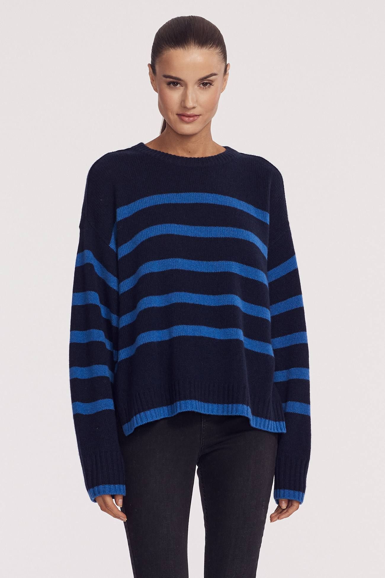 PRIYA STRIPED CREW sold by 360 Cashmere