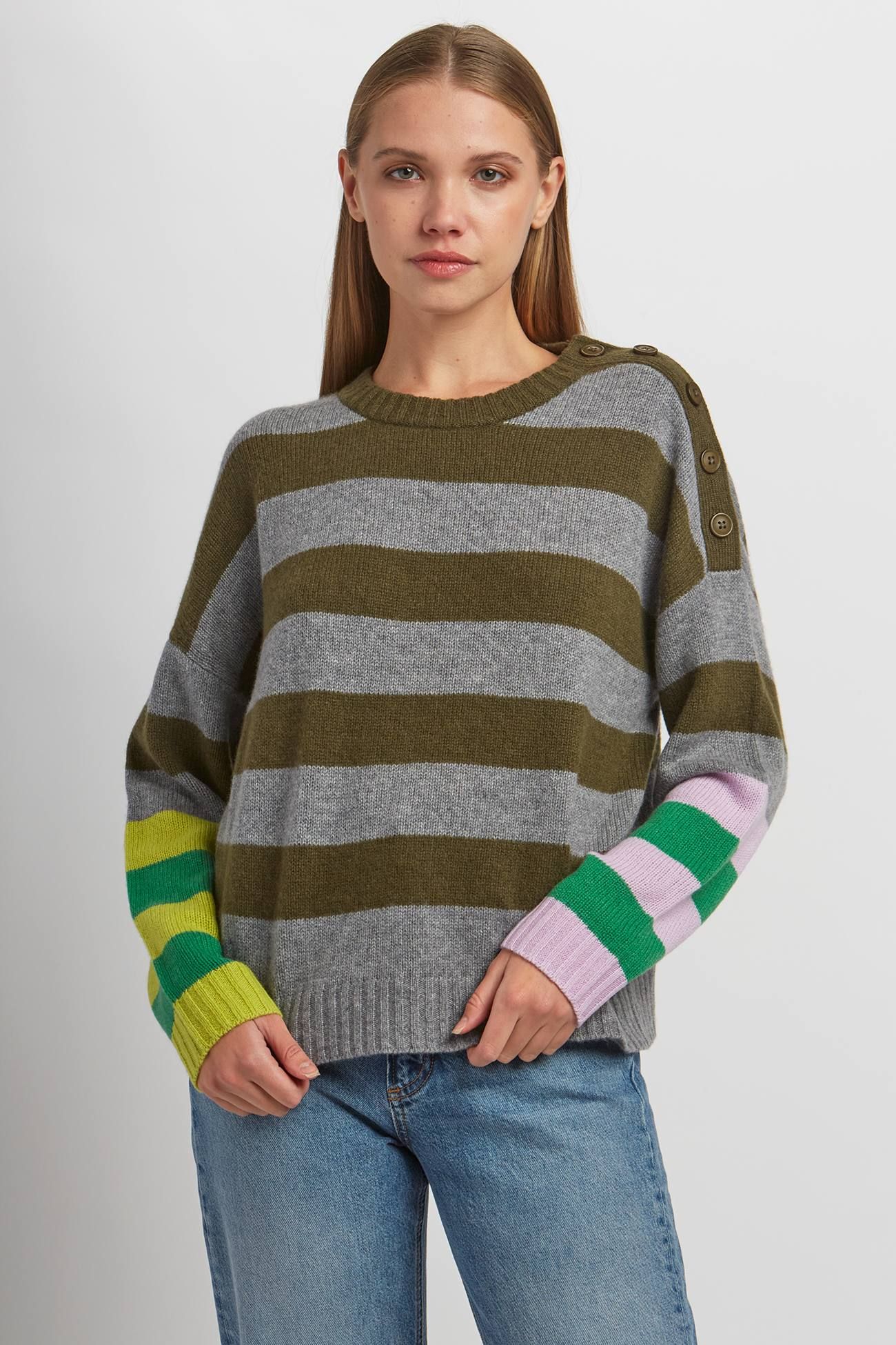 MELISSA STRIPED CREW sold by 360 Cashmere
