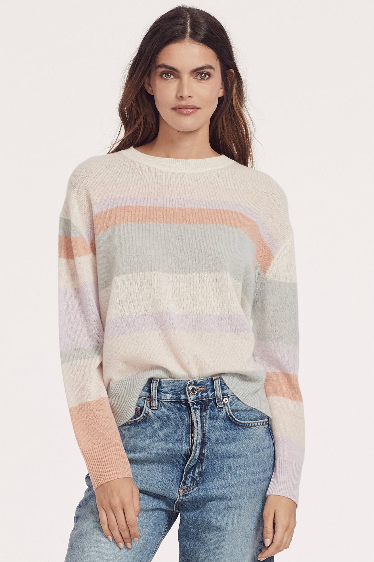 LUCILLE STRIPED CREW sold by 360 Cashmere