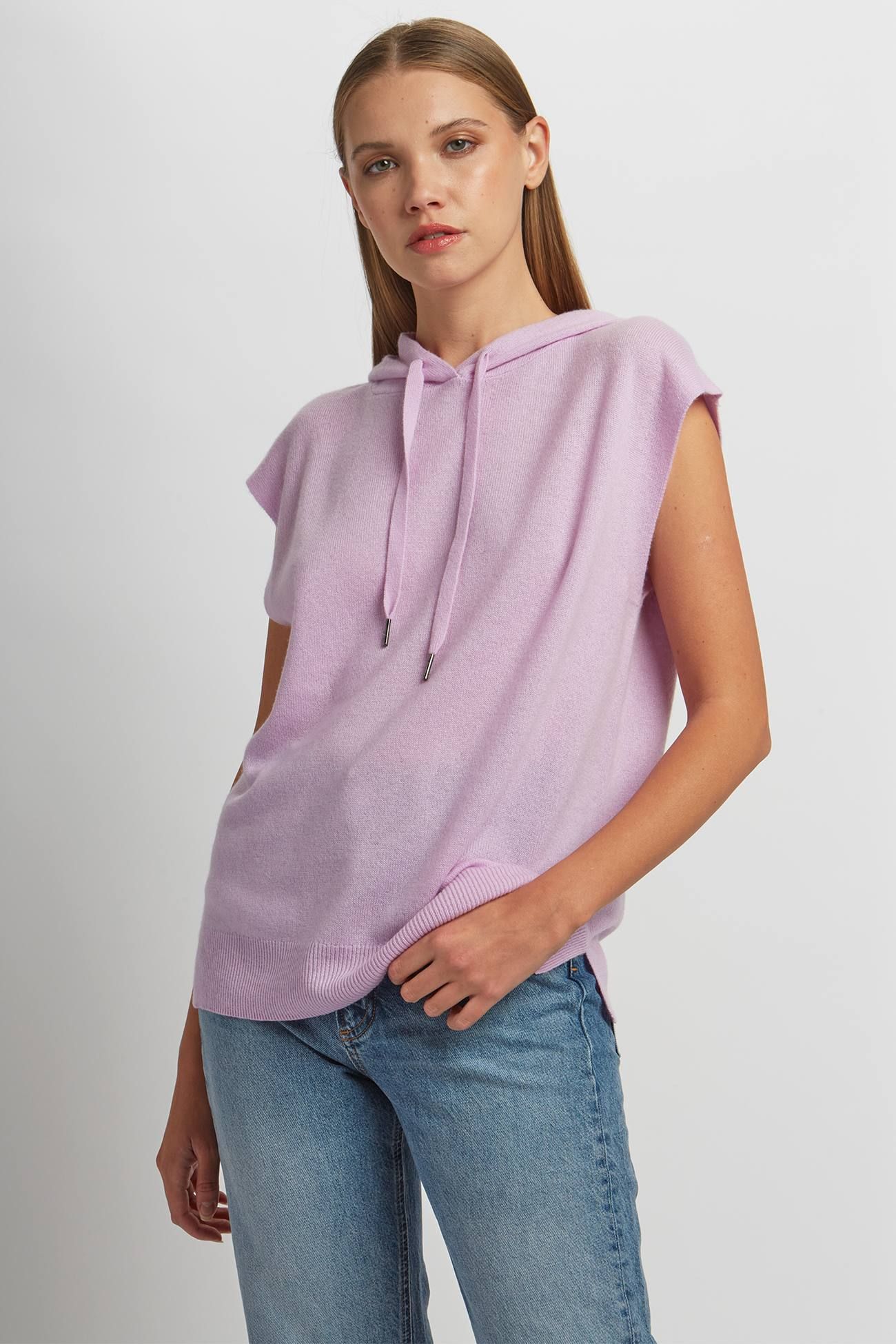 ELLEN SLEEVLESS HOODIE sold by 360 Cashmere