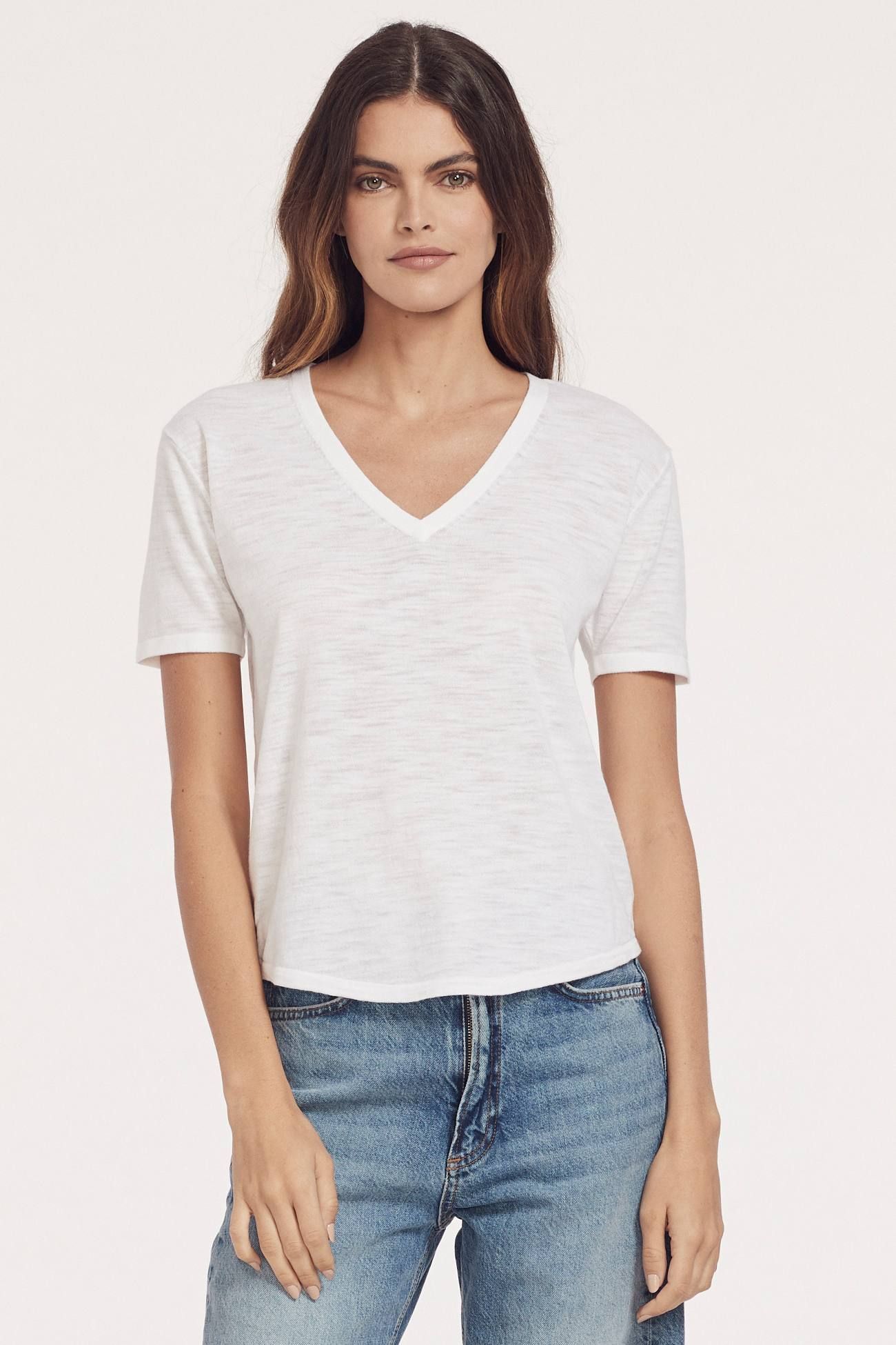 TINA V-NECK T-SHIRT sold by 360 Cashmere