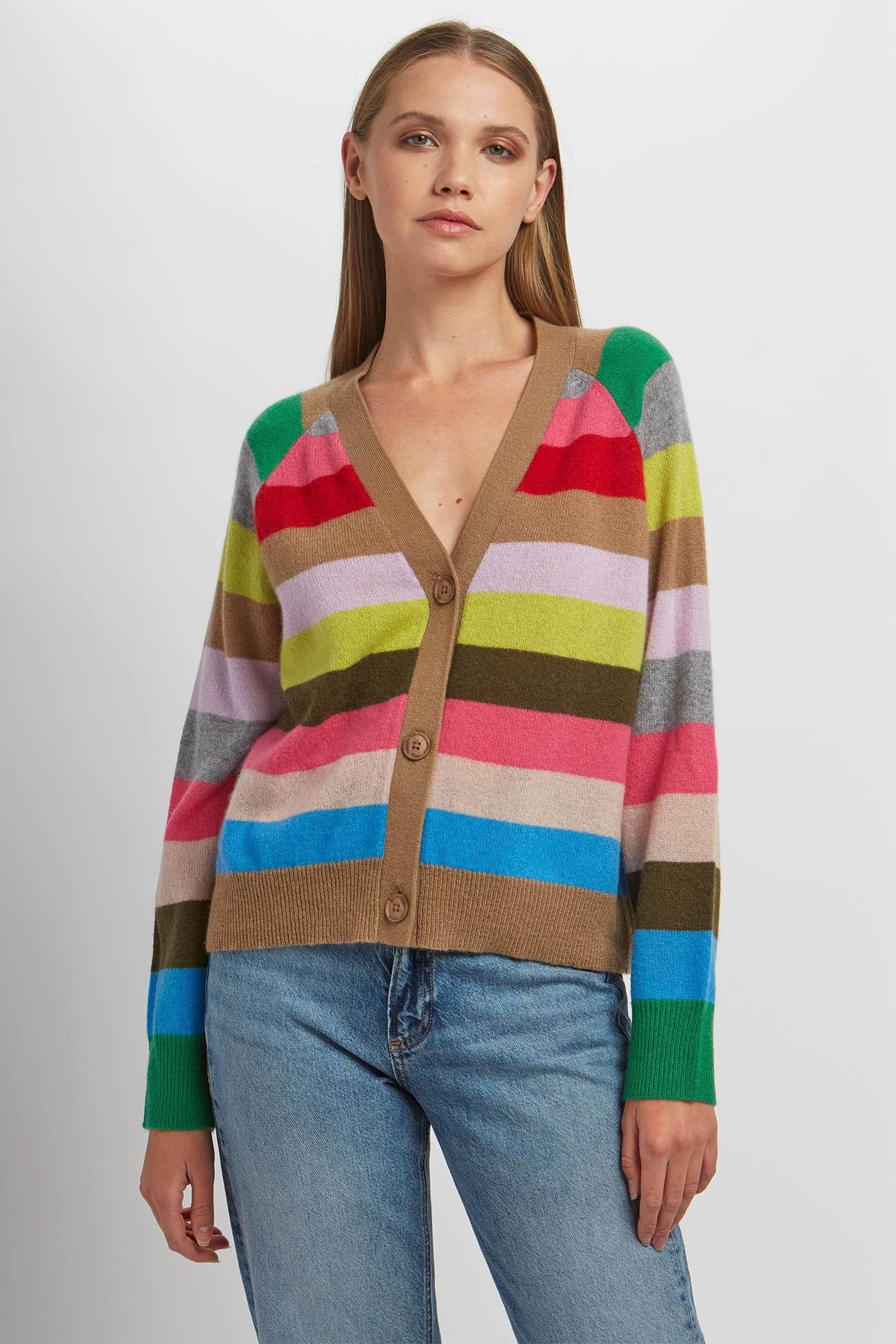 STEPHANIE STRIPED CARDIGAN sold by 360 Cashmere