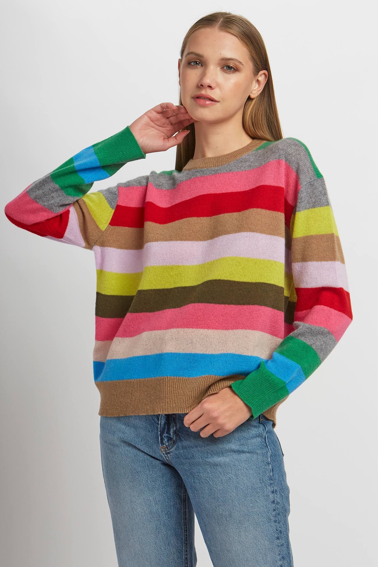 LEXIE STRIPED CREW sold by 360 Cashmere