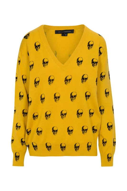 LUCETTE SKULL V-NECK sold by 360 Cashmere