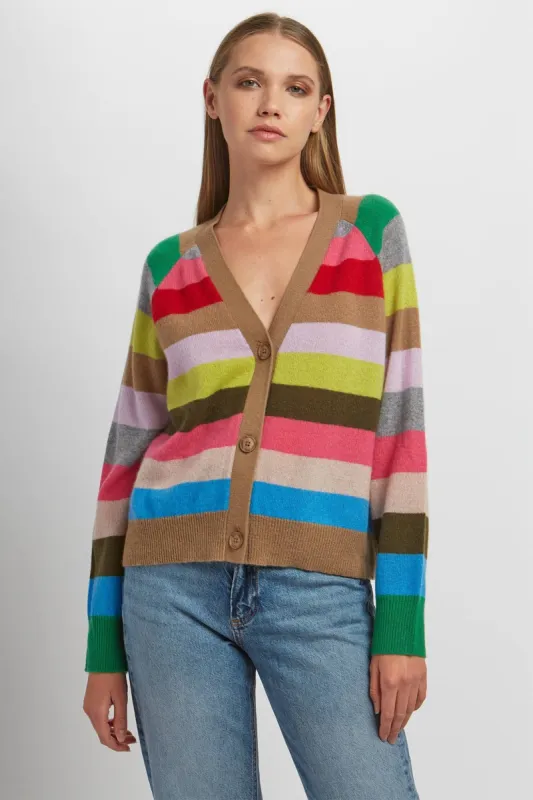 STEPHANIE STRIPED CARDIGAN made by 360 Cashmere