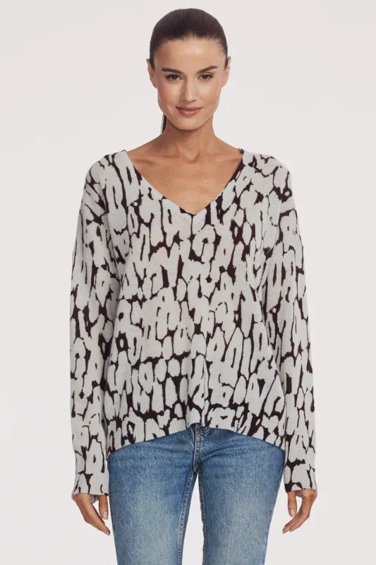 ELYZA PRINTED V-NECK sold by 360 Cashmere