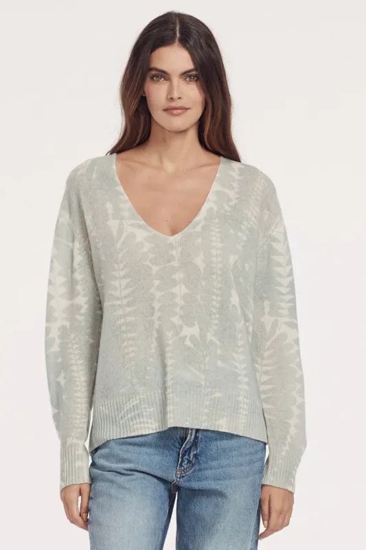 POPPEY PRINTED V-NECK sold by 360 Cashmere