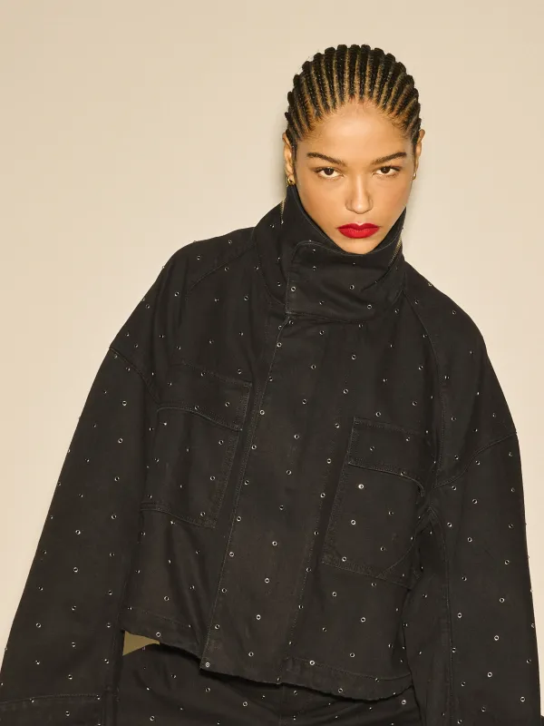 PARKA CROP | SOLID BLACK/STUDS sold by 3x1