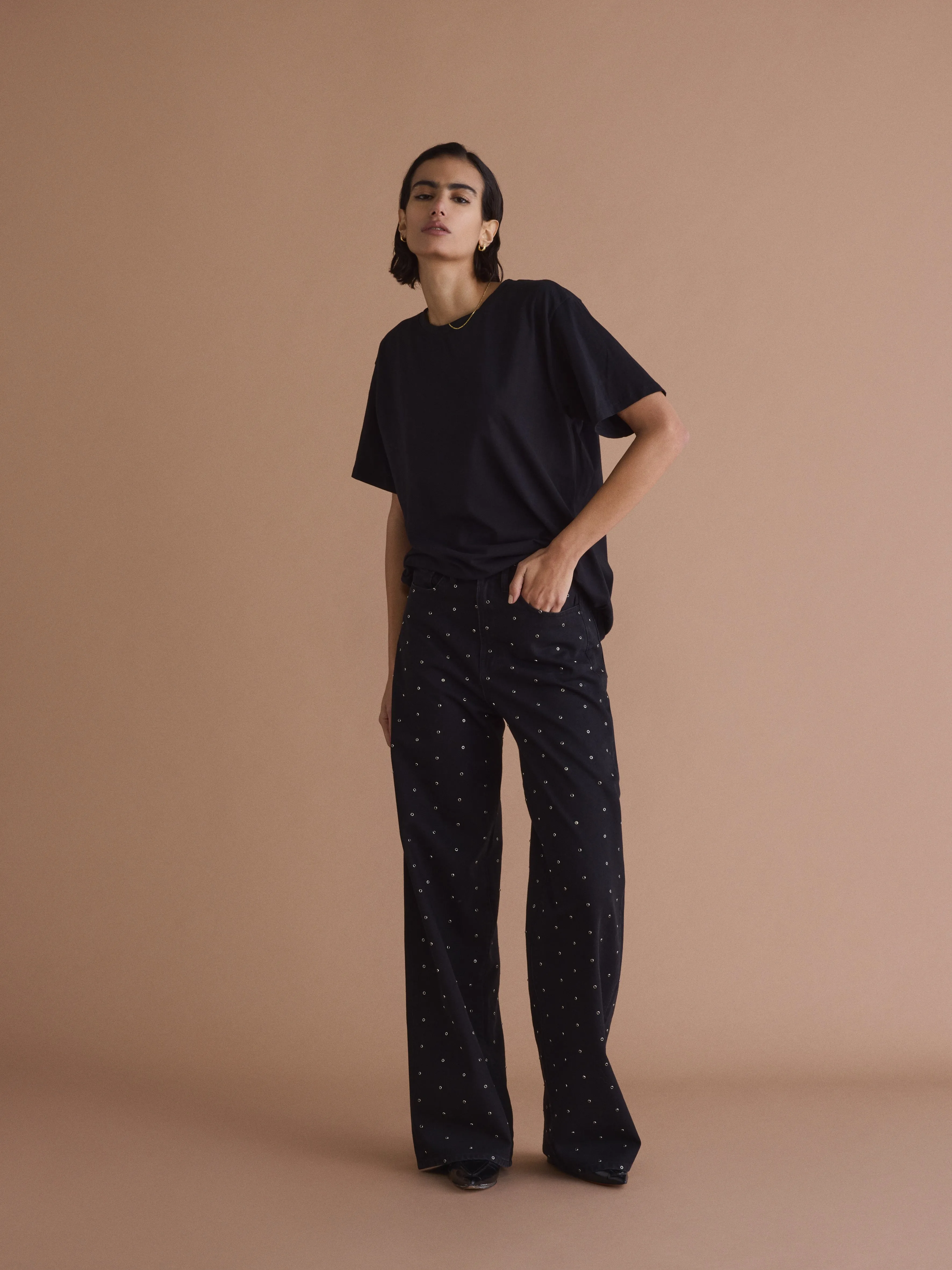 FLIP JEAN | SOLID BLACK STUDS sold by 3x1 product image thumbnail 3