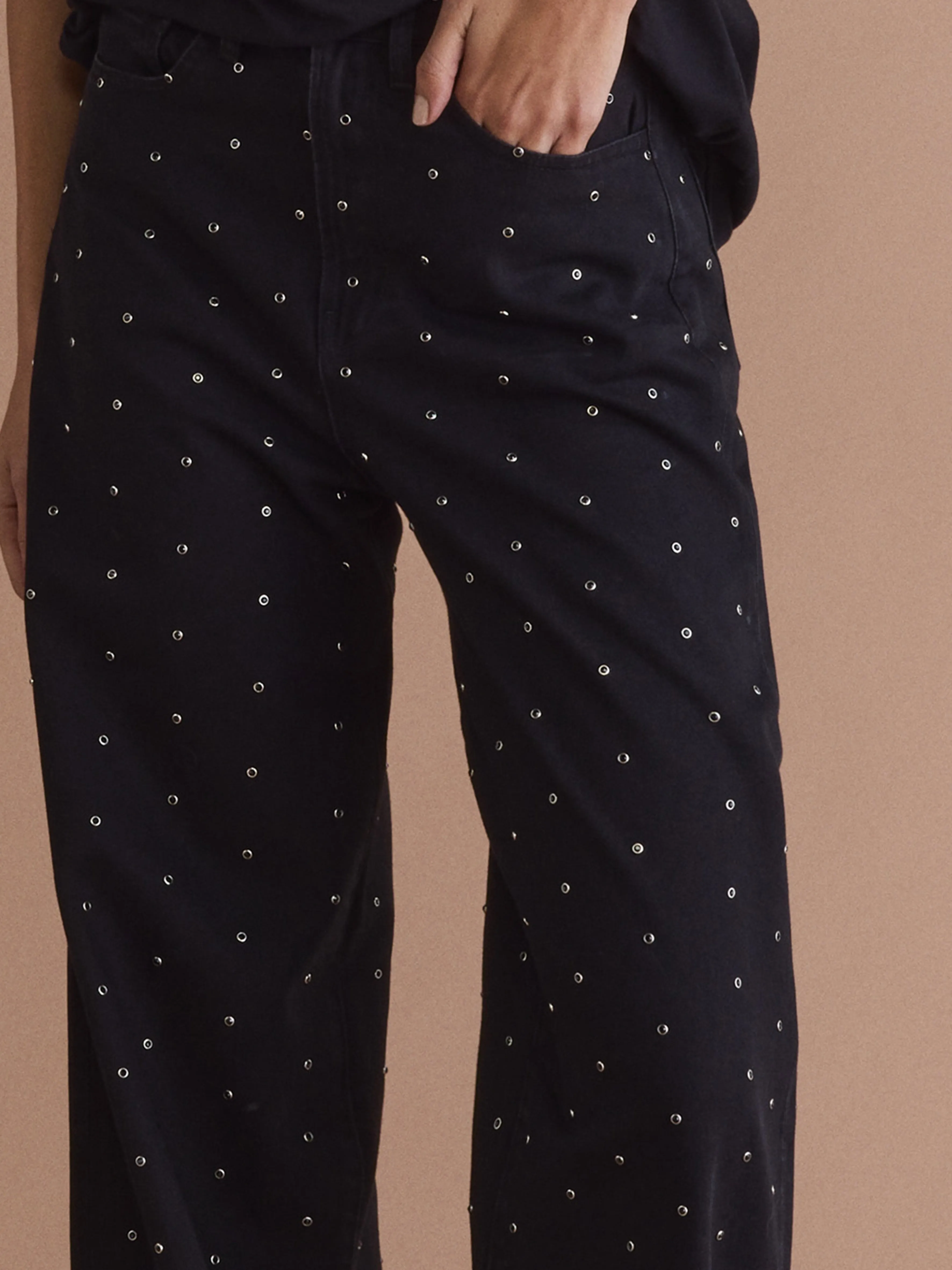 FLIP JEAN | SOLID BLACK STUDS sold by 3x1 product image thumbnail 2