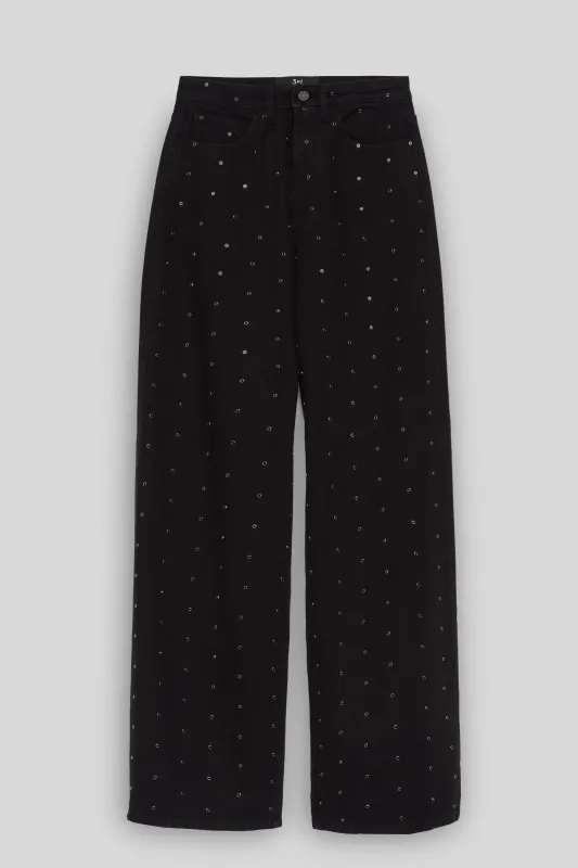 FLIP JEAN | SOLID BLACK STUDS sold by 3x1