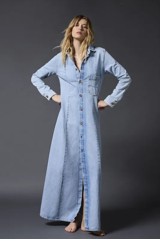 MARINA SLIM LONG DRESS | ARTIC BLUE sold by 3x1