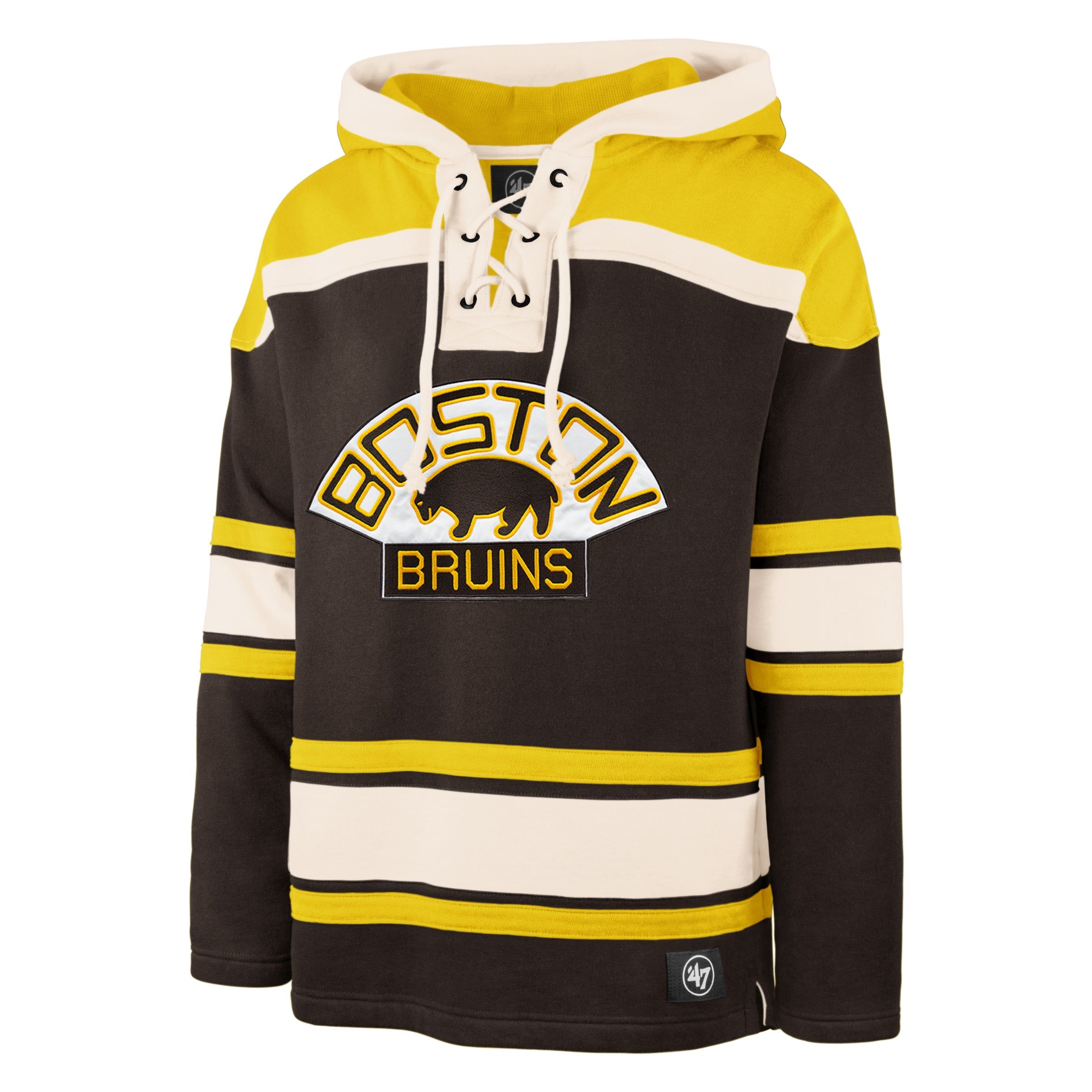BOSTON BRUINS 100TH ANNIVERSARY EARLY YEARS CHENILLE SUPERIOR '47 LACER HOOD sold by 47