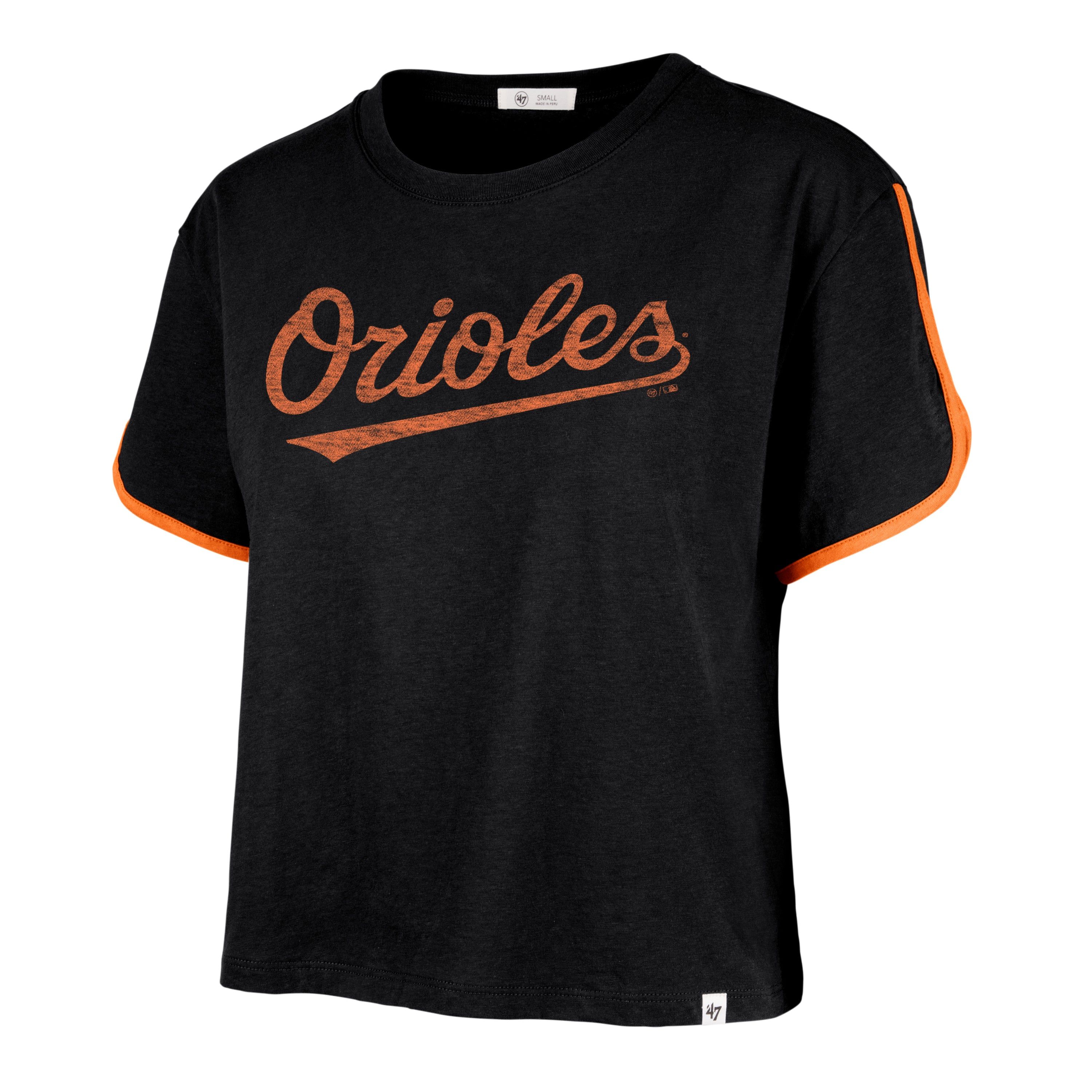 BALTIMORE ORIOLES PREMIER WORDMARK '47 DOLPHIN HEM CROP WOMENS sold by 47