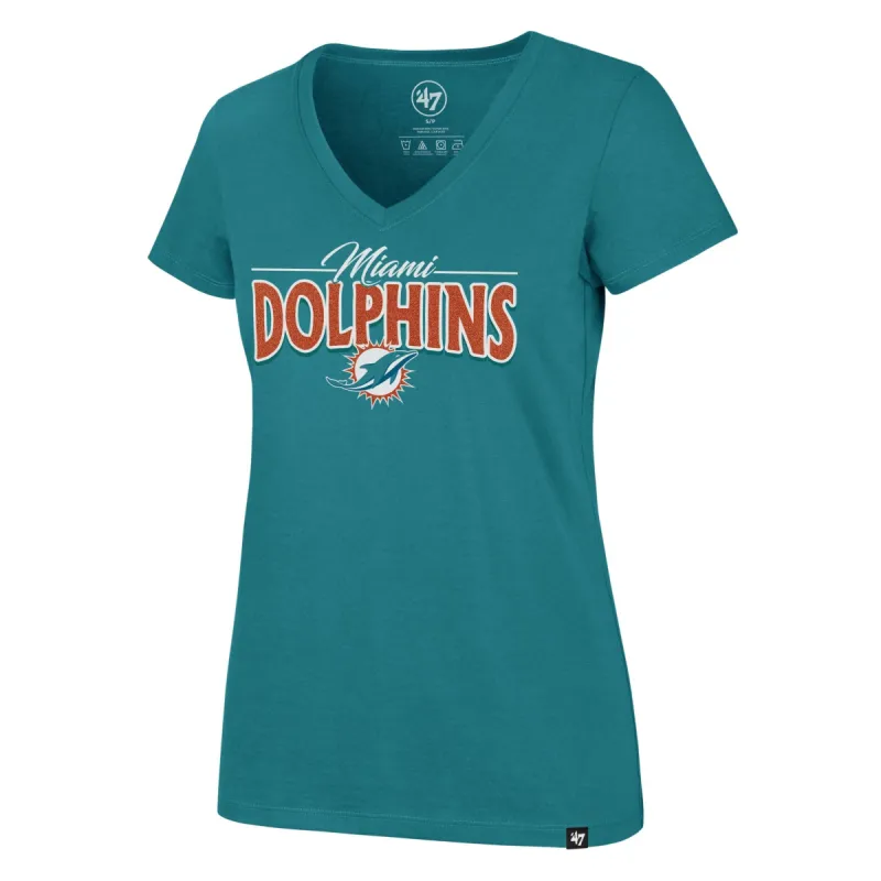 MIAMI DOLPHINS GLIMMER ON '47 ULTRA RIVAL V-NECK TEE WOMENS sold by 47