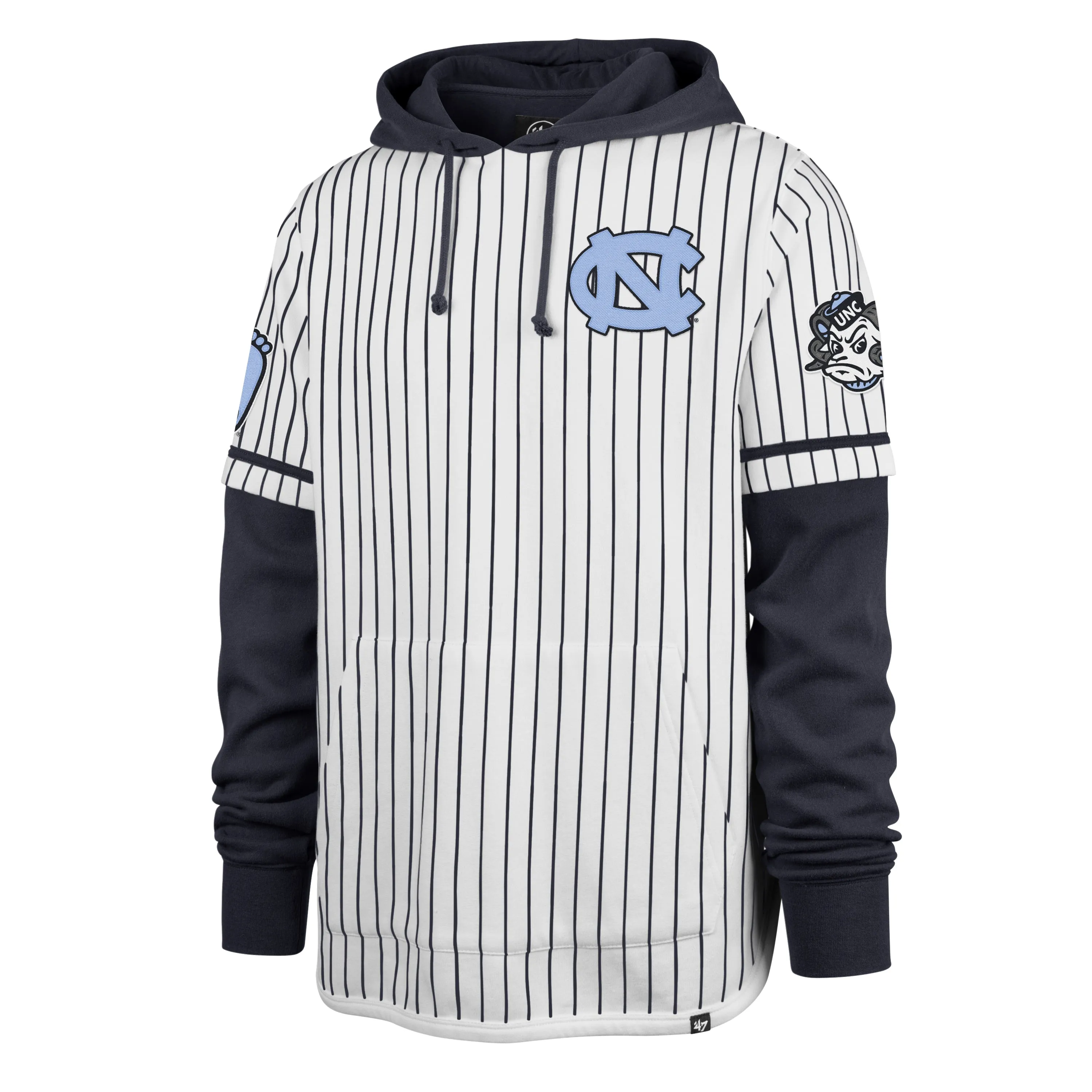 NORTH CAROLINA TAR HEELS UNC PINSTRIPE '47 SHORTSTOP PULLOVER HOOD sold by 47