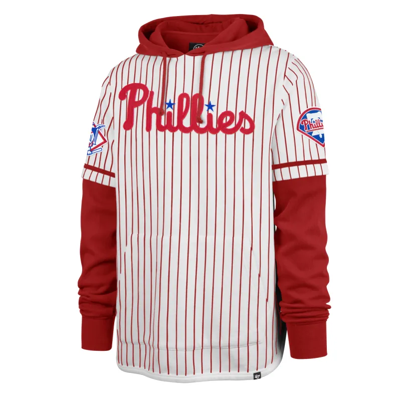 PHILADELPHIA PHILLIES COOPERSTOWN PINSTRIPE DOUBLE HEADER '47 SHORTSTOP PULLOVER HOOD sold by 47
