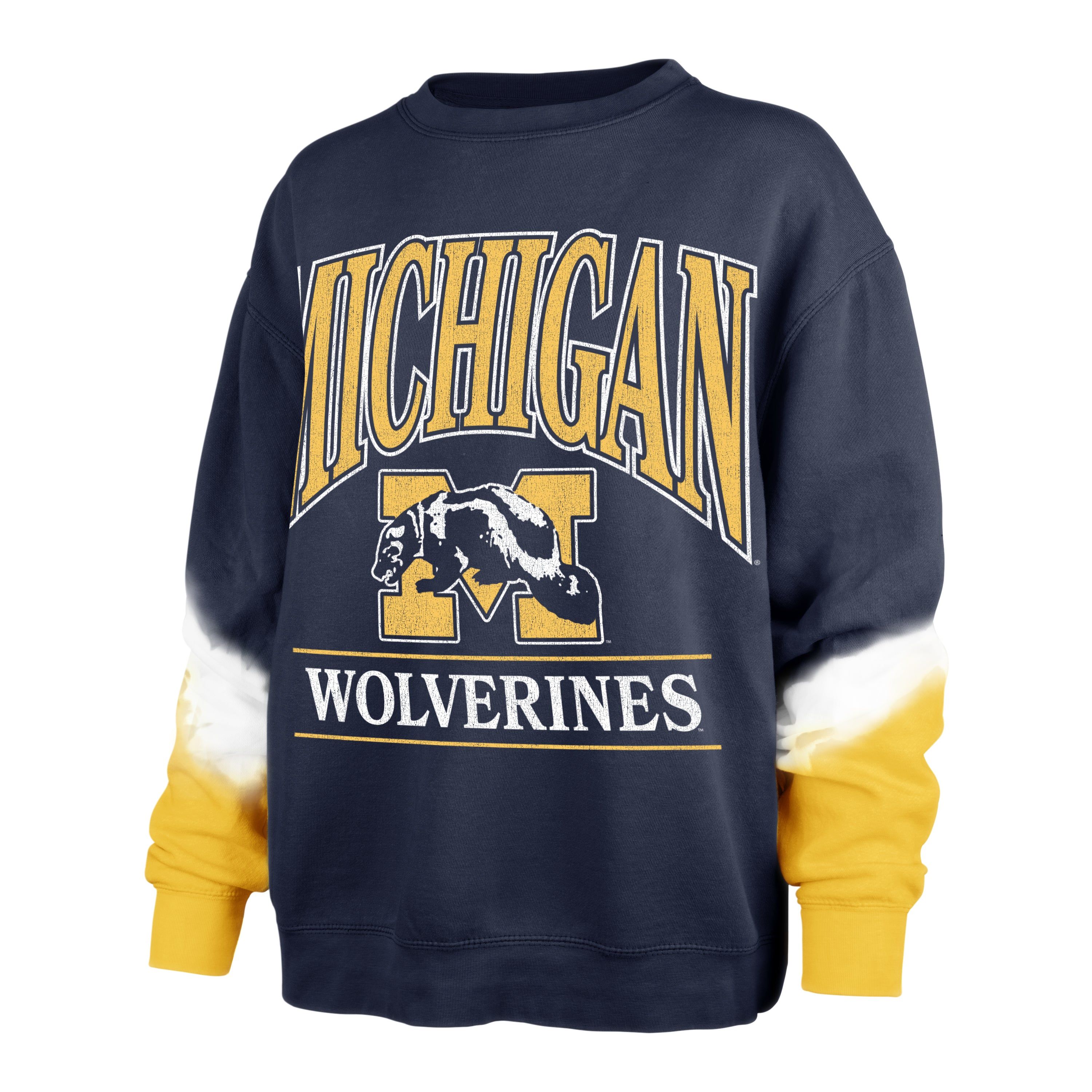 MICHIGAN WOLVERINES VINTAGE SLEEVE DYE '47 BOYFRIEND CREW WOMENS sold by 47