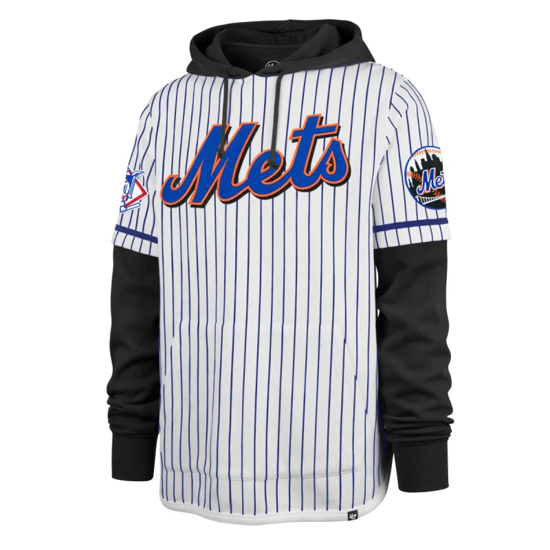 NEW YORK METS COOPERSTOWN PINSTRIPE DOUBLE HEADER '47 SHORTSTOP PULLOVER HOOD sold by 47