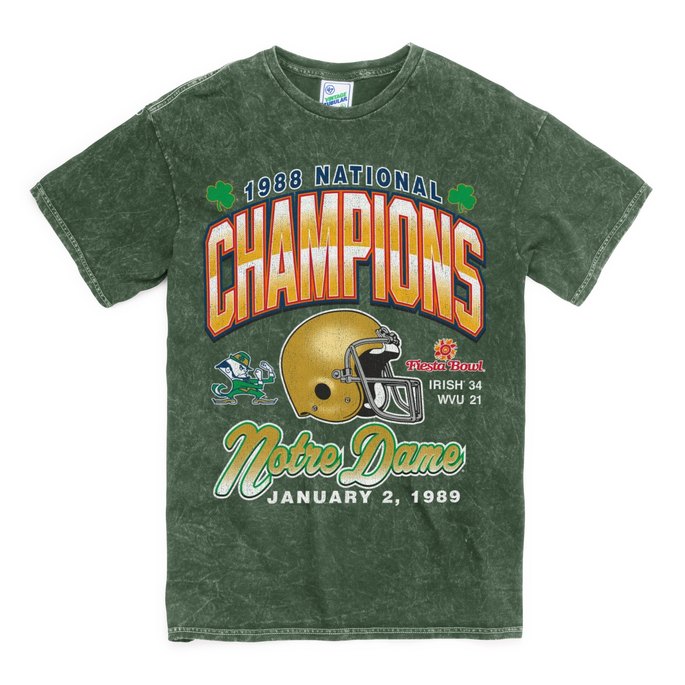NOTRE DAME FIGHTING IRISH 1988 NATIONAL CHAMPS ROCKER '47 VINTAGE TUBULAR TEE sold by 47
