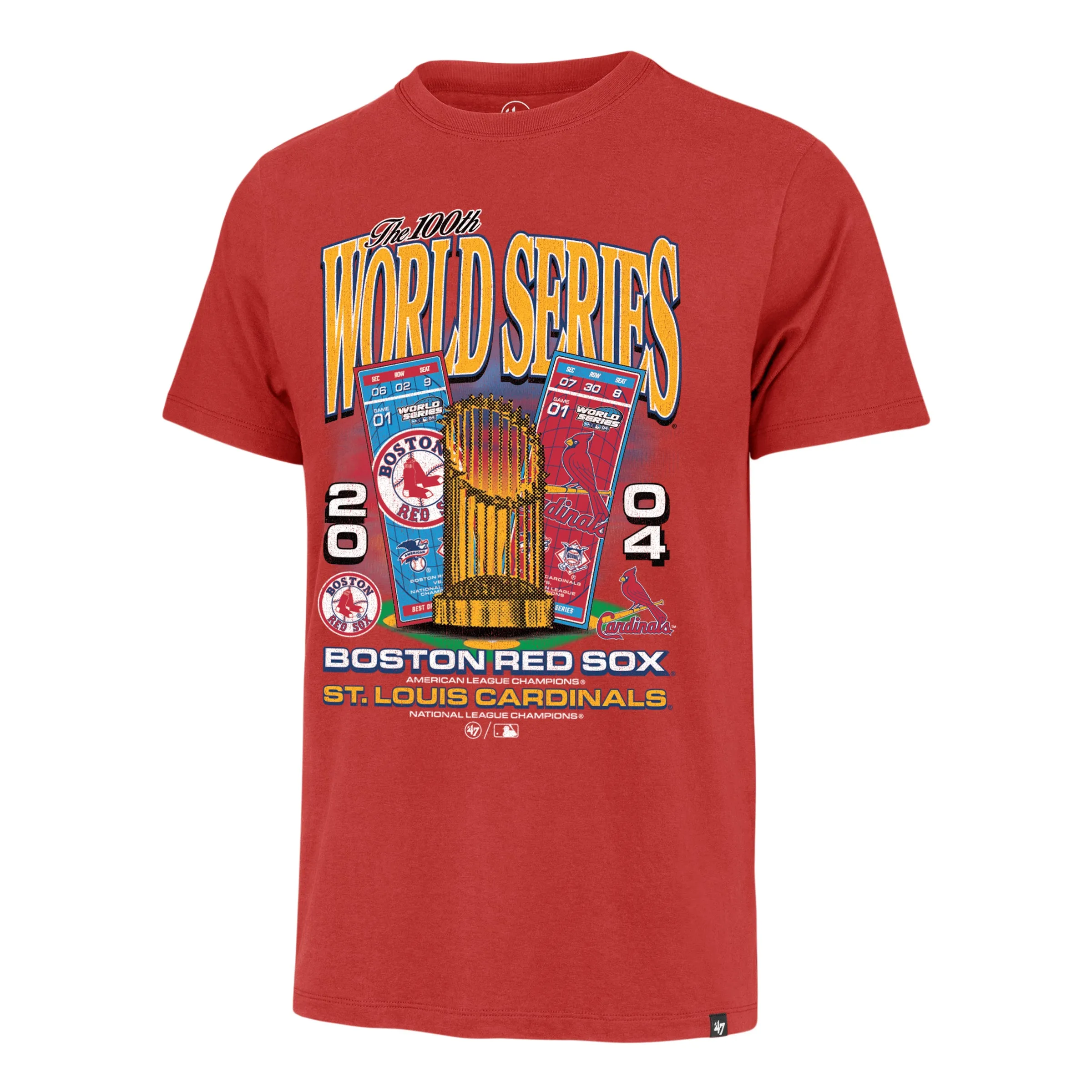 BOSTON RED SOX VS. ST. LOUIS CARDINALS DUELING WORLD SERIES '47 FRANKLIN TEE sold by 47
