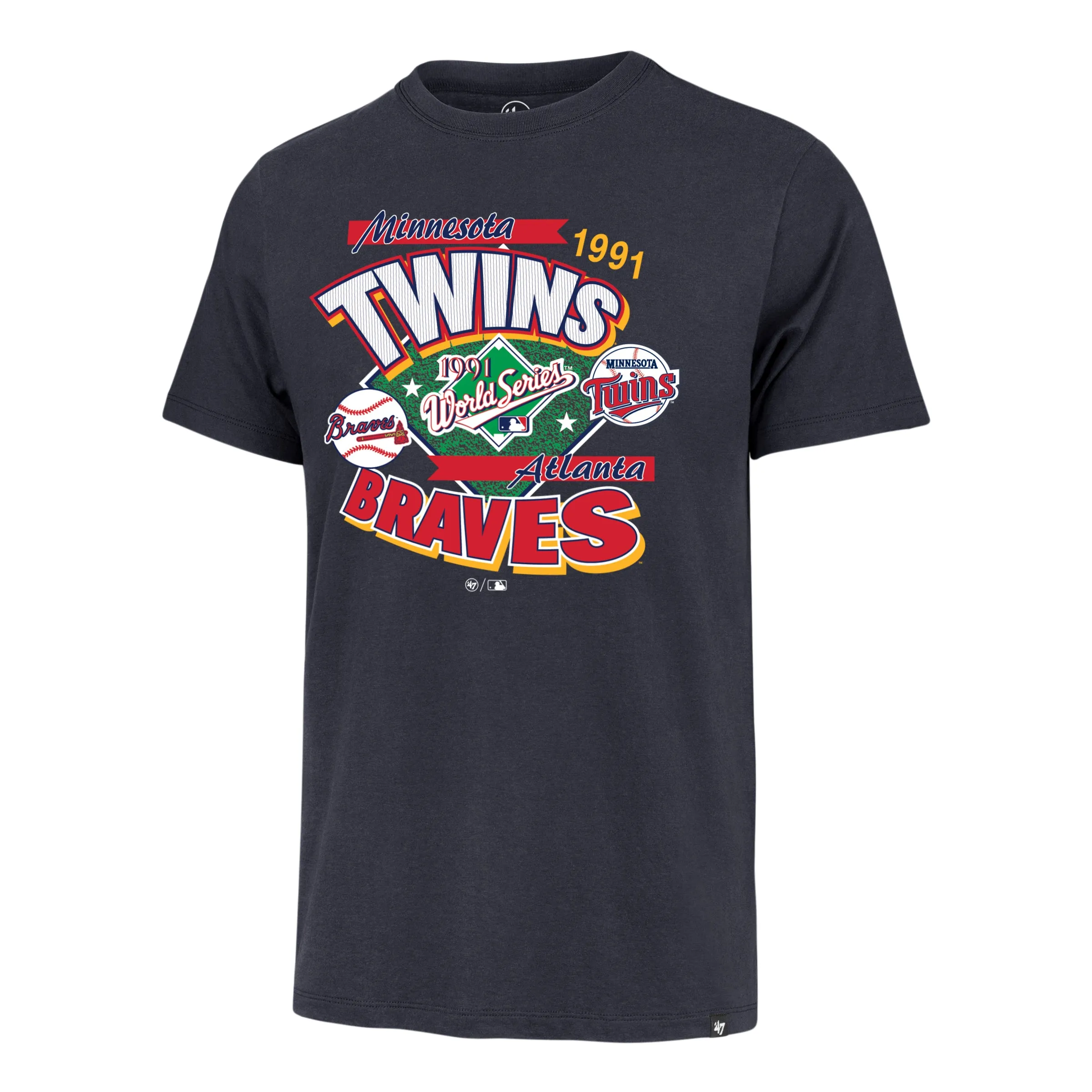 ATLANTA BRAVES VS. MINNESOTA TWINS DUELING WORLD SERIES '47 FRANKLIN TEE sold by 47