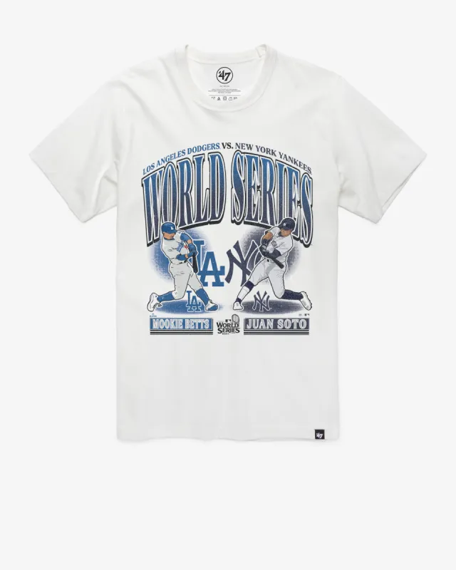 NEW YORK YANKEES VS. LOS ANGELES DODGERS MLB PLAYER DUELING 2024 WORLD SERIES ID '47 FRANKLIN TEE sold by 47