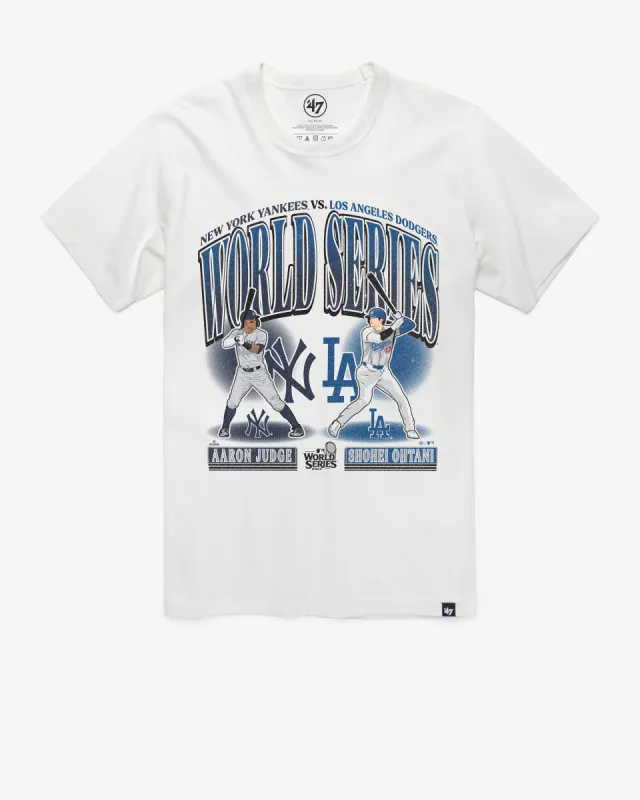 NEW YORK YANKEES VS. LOS ANGELES DODGERS MLB PLAYER DUELING 2024 WORLD SERIES ID '47 FRANKLIN TEE sold by 47
