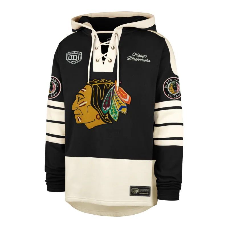OLD TIME HOCKEY CHICAGO BLACKHAWKS VINTAGE BLUE LINE HERITAGE '47 LACER sold by 47