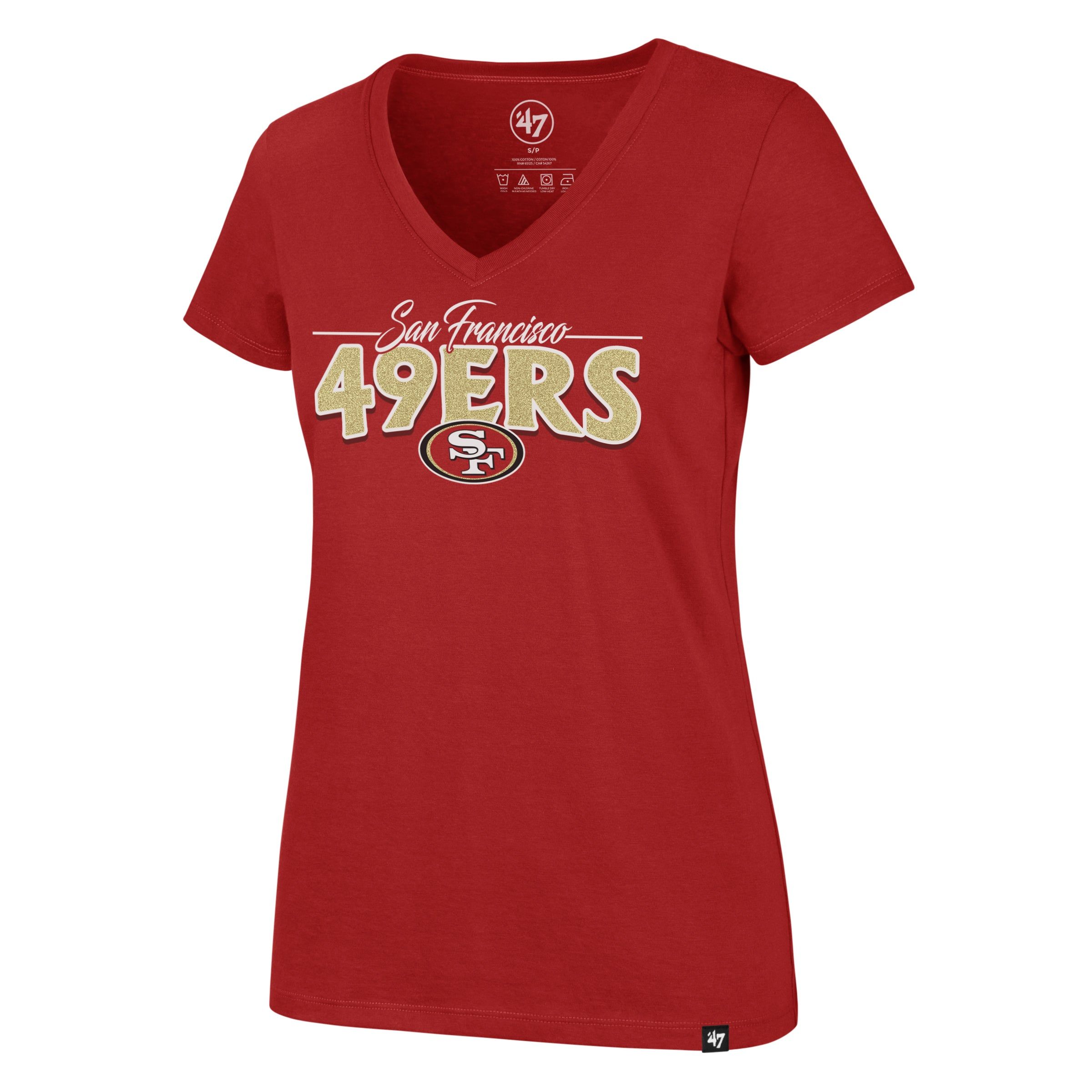 SAN FRANCISCO 49ERS GLIMMER ON '47 ULTRA RIVAL V-NECK TEE WOMENS sold by 47