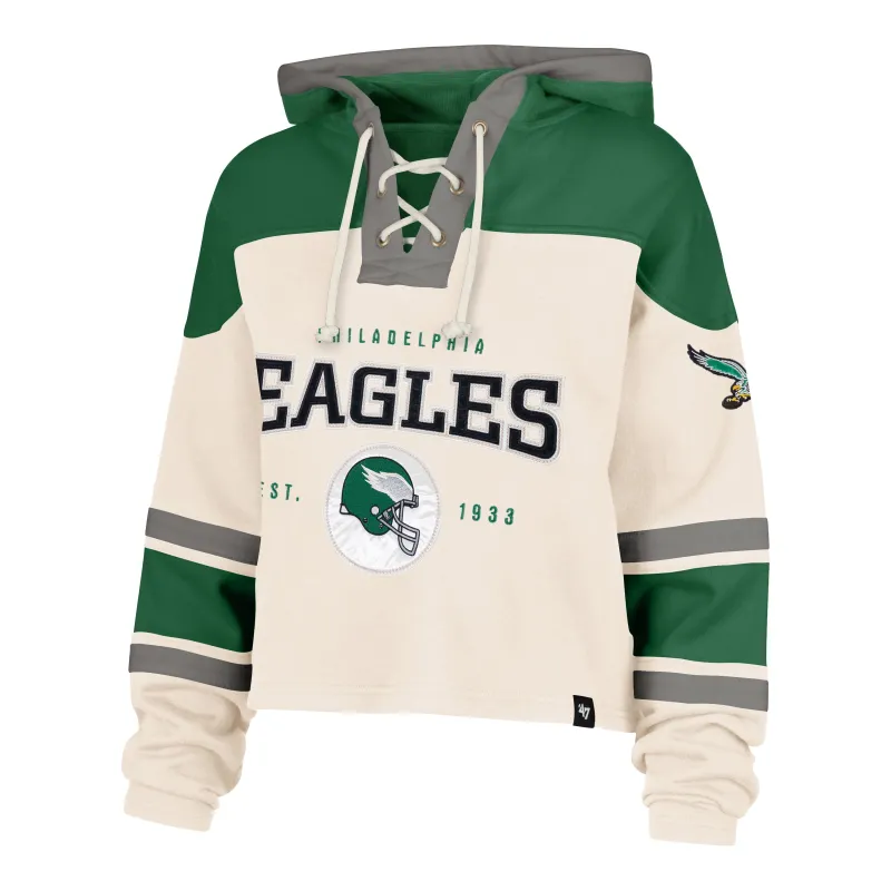PHILADELPHIA EAGLES HISTORIC CHOP BLOCK CROPPED '47 SUPERIOR LACER HOOD WOMENS sold by 47