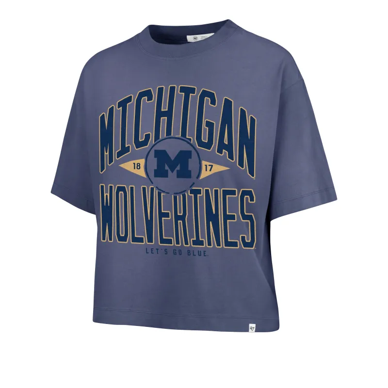 MICHIGAN WOLVERINES WINDTHROW '47 RAVINE CROP TEE WOMENS made by 47