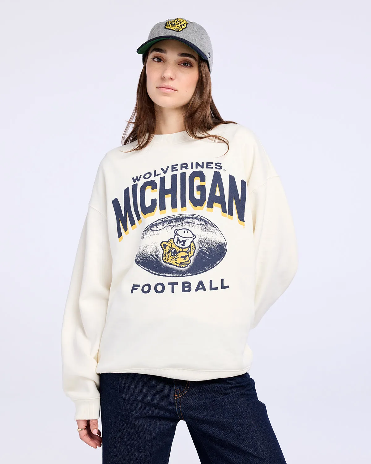MICHIGAN WOLVERINES VINTAGE ARCH CLOUD '47 OVERSIZED CREW WOMENS sold by 47