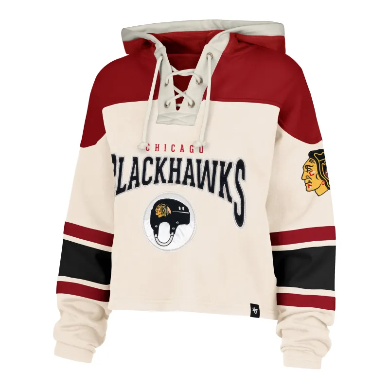 CHICAGO BLACKHAWKS SHOT BLOCK CROPPED '47 SUPERIOR LACER HOOD WOMENS sold by 47