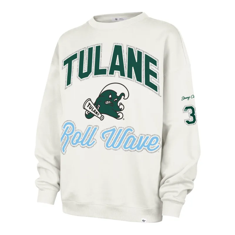 TULANE GREEN WAVE STONEY CLOVER LANE X '47 OVERSIZED GLITTER ARCH CREW WOMENS sold by 47