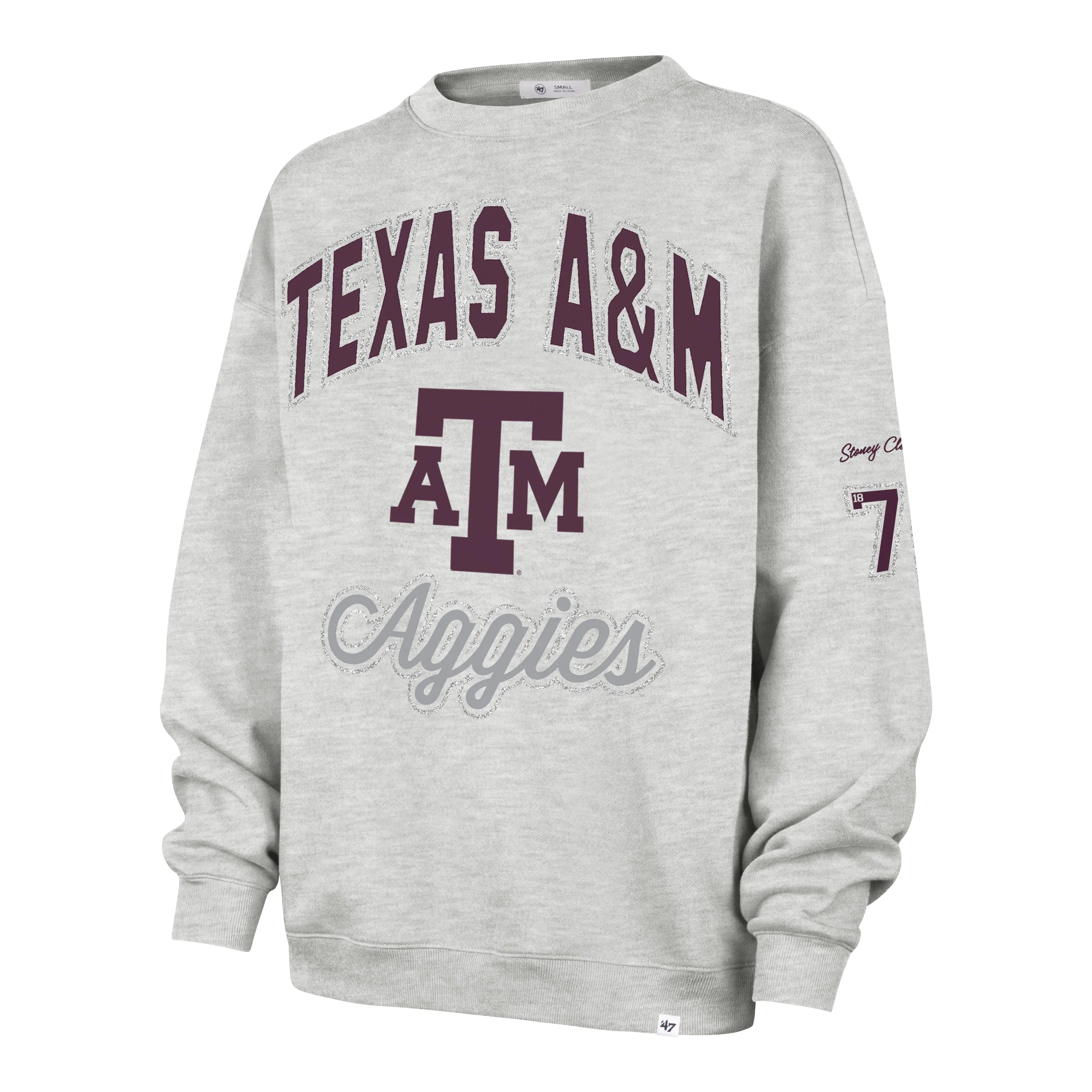 TEXAS A&M AGGIES STONEY CLOVER LANE X '47 OVERSIZED GLITTER ARCH CREW WOMENS sold by 47