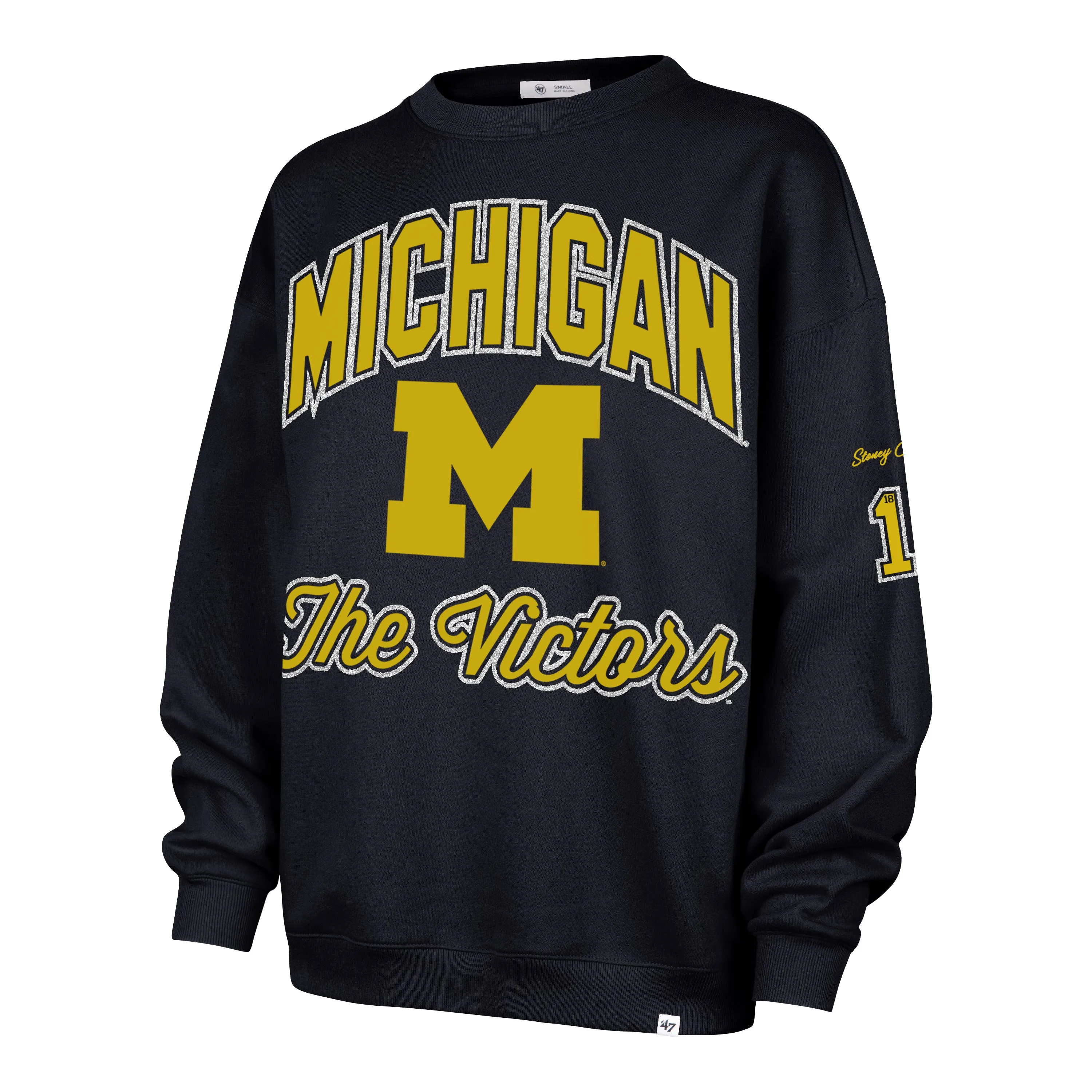 MICHIGAN WOLVERINES STONEY CLOVER LANE X '47 OVERSIZED GLITTER ARCH CREW WOMENS sold by 47