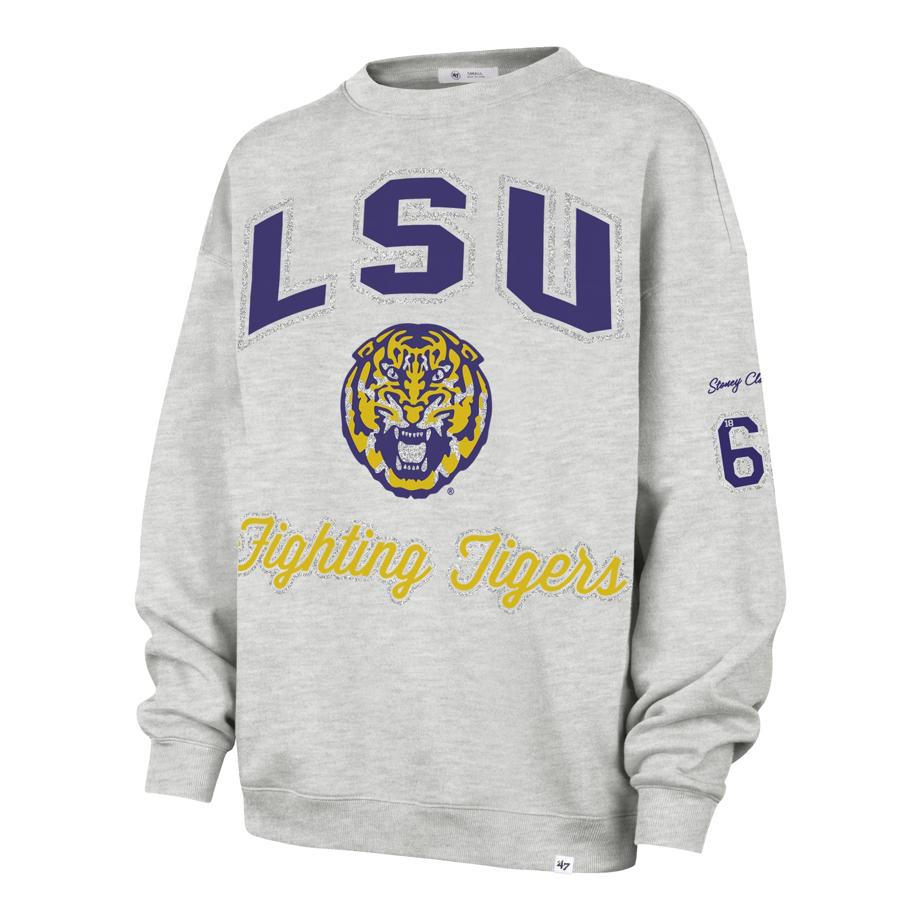 LOUISIANA STATE TIGERS LSU STONEY CLOVER LANE X '47 OVERSIZED GLITTER ARCH CREW WOMENS sold by 47