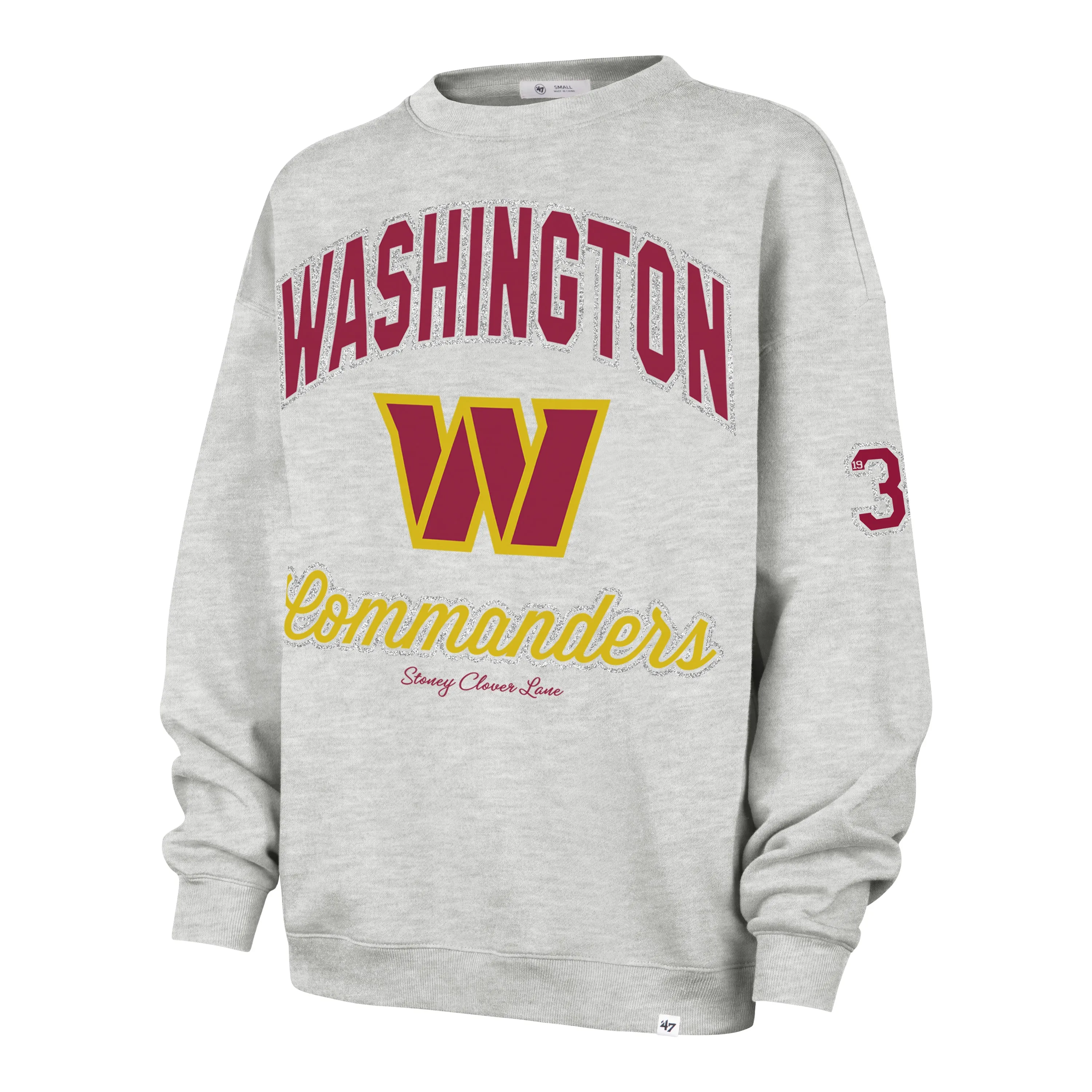 WASHINGTON COMMANDERS STONEY CLOVER LANE X '47 OVERSIZED GLITTER ARCH CREW WOMENS sold by 47