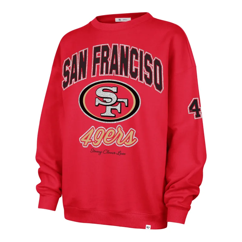 SAN FRANCISCO 49ERS STONEY CLOVER LANE X '47 OVERSIZED GLITTER ARCH CREW WOMENS sold by 47