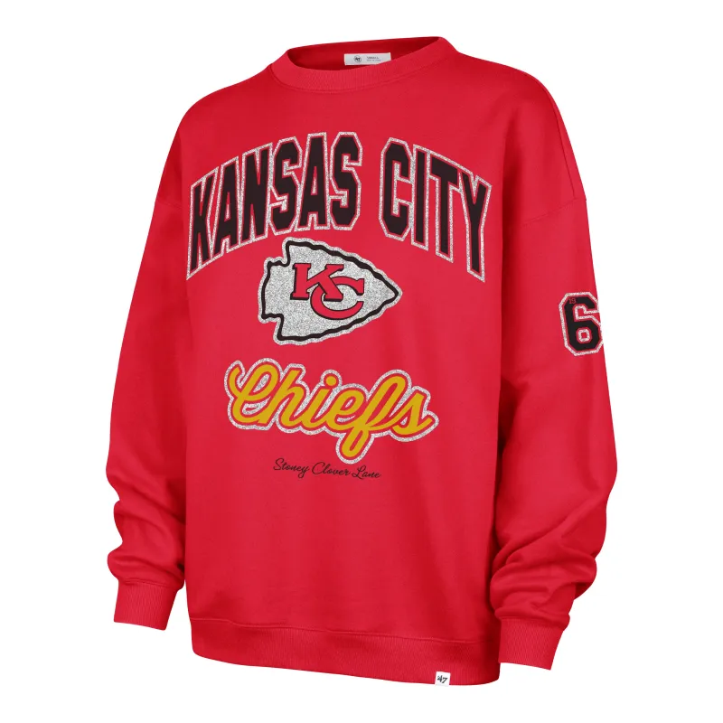 KANSAS CITY CHIEFS STONEY CLOVER LANE X '47 OVERSIZED GLITTER ARCH CREW WOMENS sold by 47
