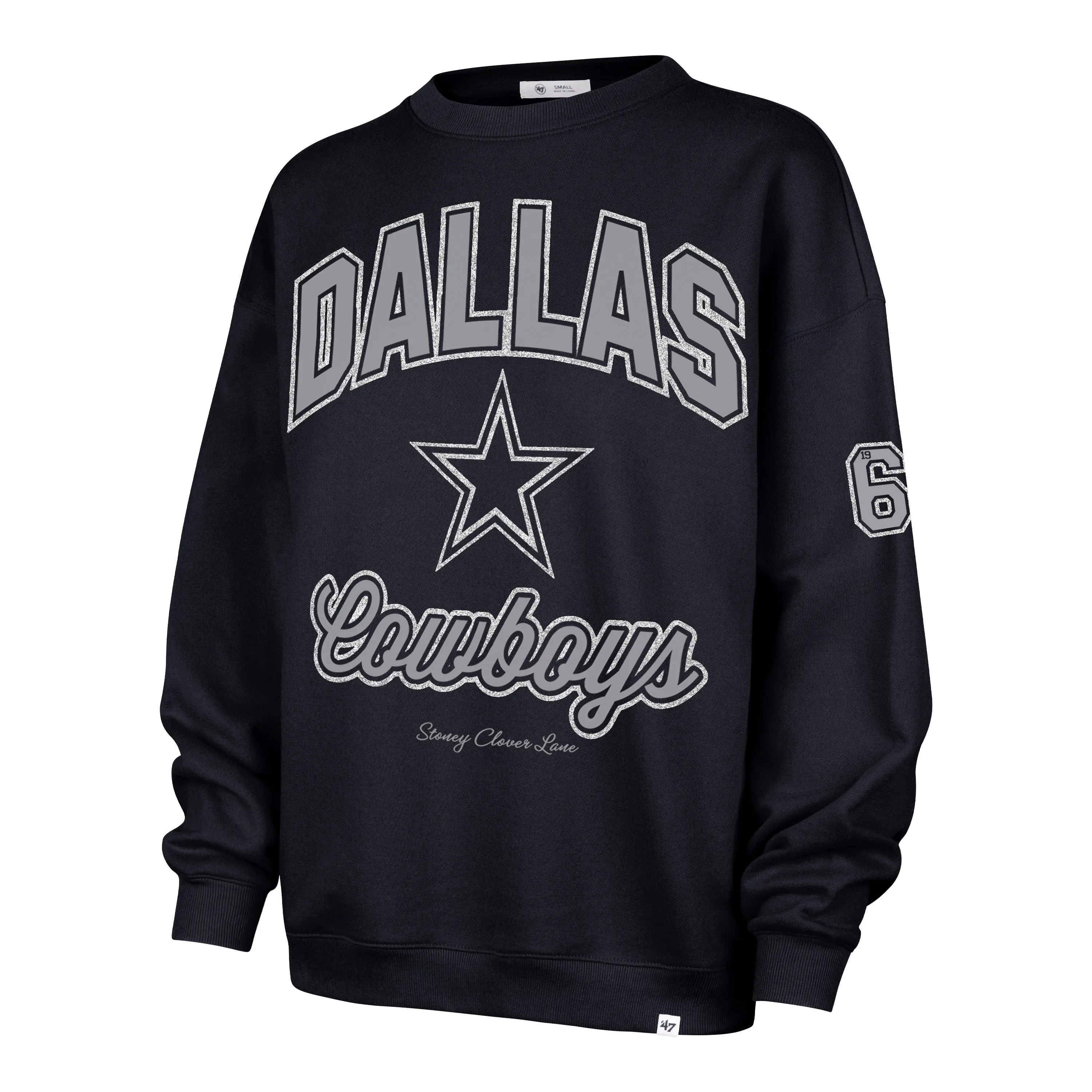 DALLAS COWBOYS STONEY CLOVER LANE X '47 OVERSIZED GLITTER ARCH CREW WOMENS sold by 47
