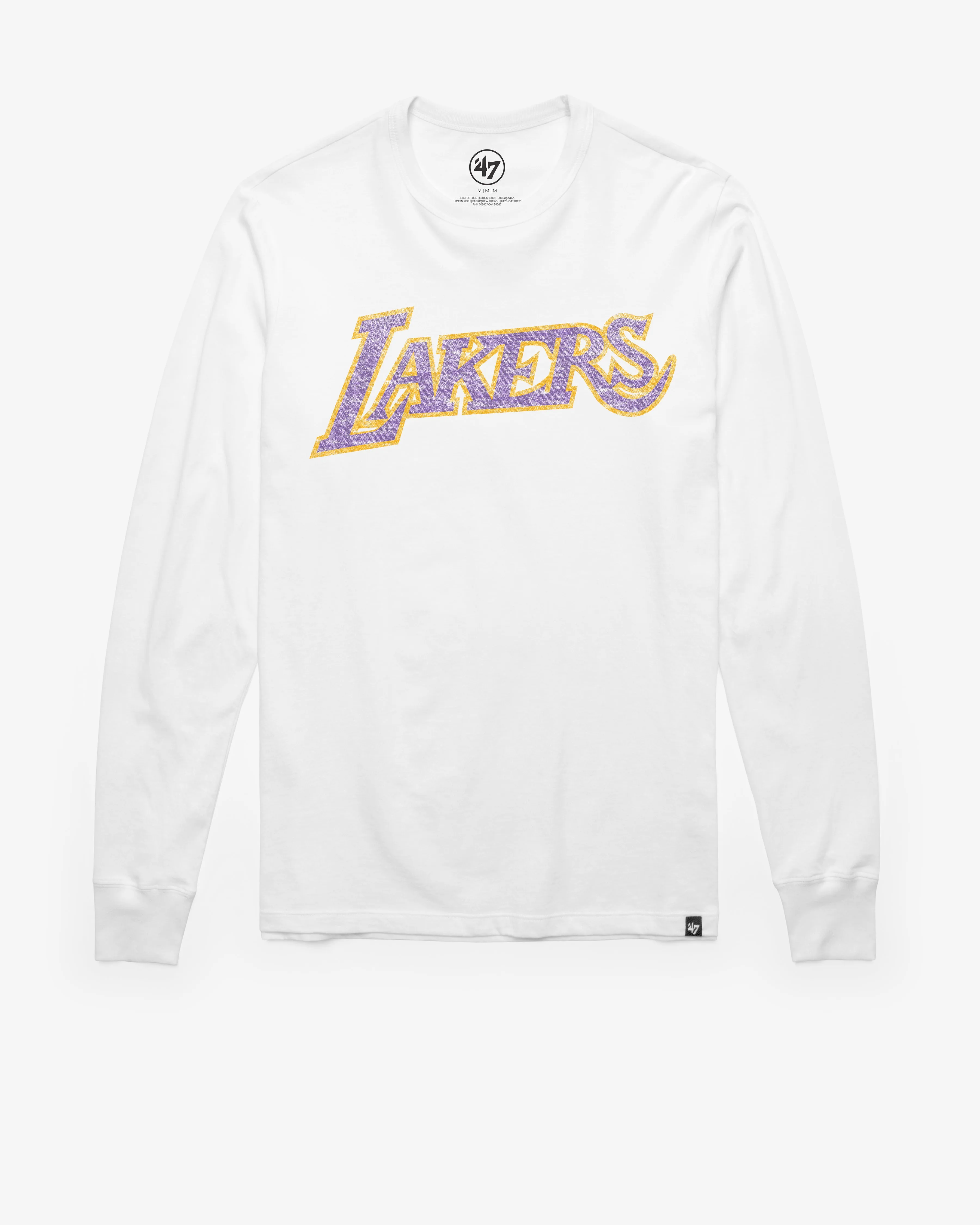 LOS ANGELES LAKERS HARDWOOD CLASSICS WHITE WASH PREMIER '47 FRANKLIN LONG SLEEVE TEE sold by 47